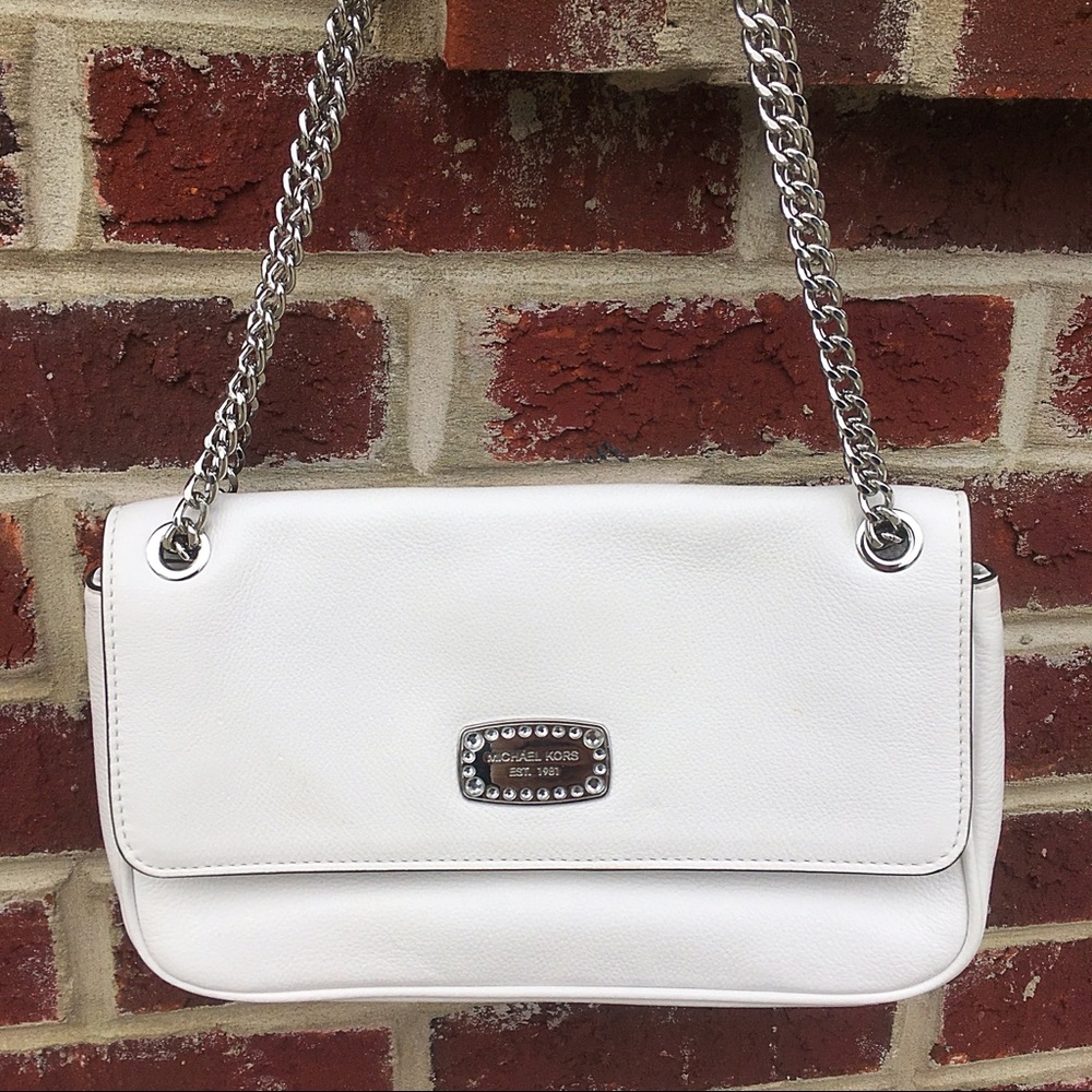 Michael Kors white leather shoulder bag